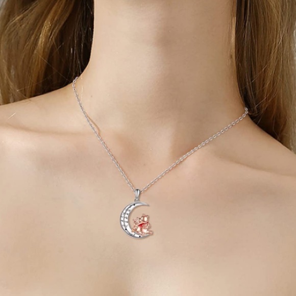 Winnie the Pooh and Piglet I Love You to the Moon and Back Necklace - Picture 4 of 6